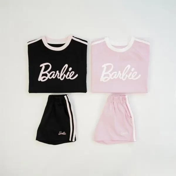Design Barbie Logo Graphic Set Pink Casual Set Sets - 8