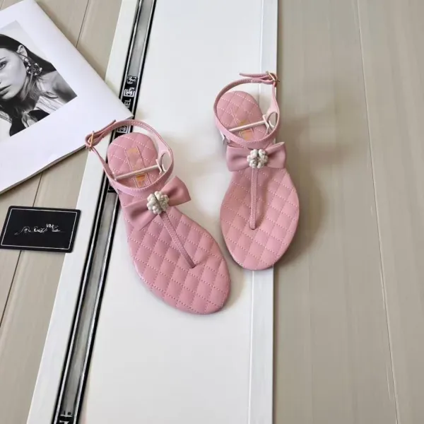 Chanel Quilted Bow Sandals White Sandals - 7