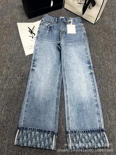 Saint Laurent Ripped Straight-Leg Light Wash Jeans - 7