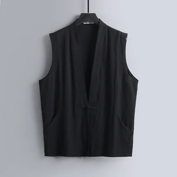 Design Linen-Blend Wrap Vest White - 5