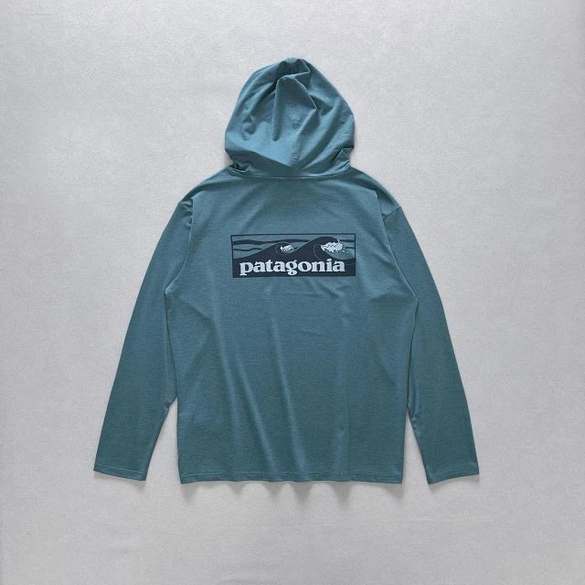 Patagonia P-6 Logo Responsibili-Tee Hooded Long Sleeve T-Shirt Olive Green Hoodie - 27