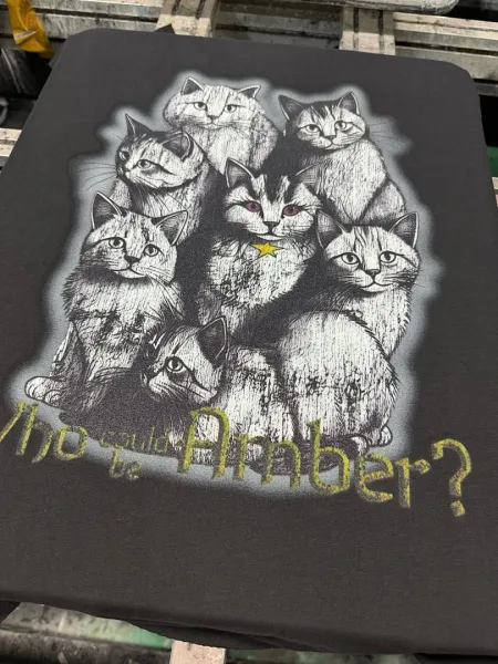 Design Cat Print Graphic Oversized T-Shirt Black - 3