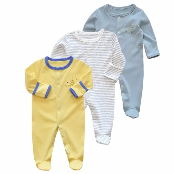 Design Footed Pajamas Set Teal / White / Gray Baby Sleepwear - 16
