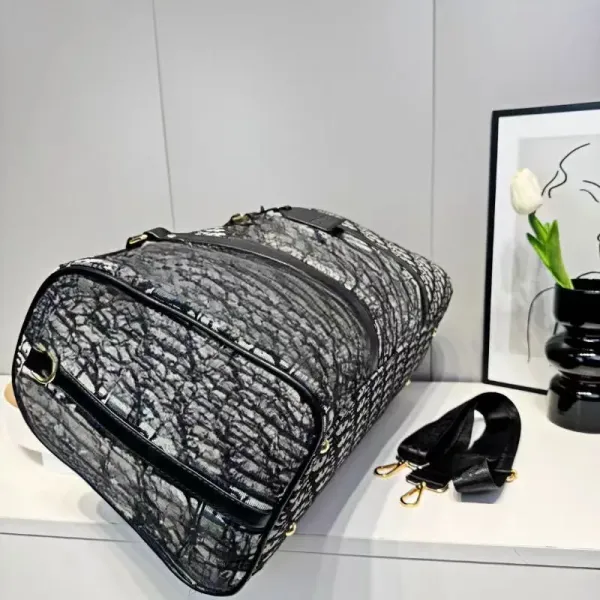 Dior Oblique Monogram Boston Bag Black and White Duffle Bag - 7