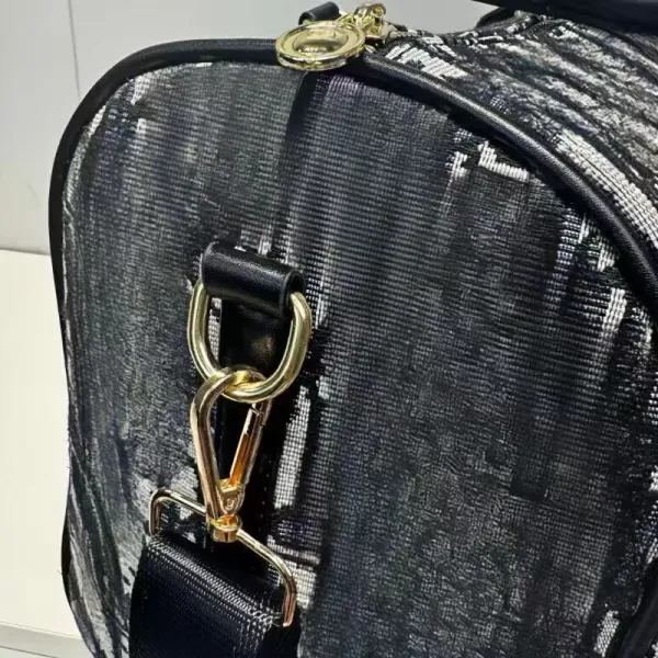 Dior Oblique Monogram Boston Bag Black and White Duffle Bag - 8