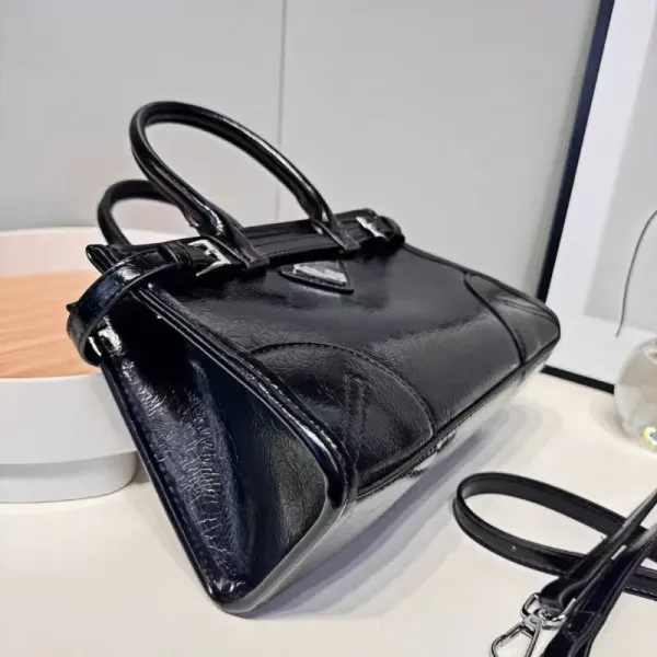 Prada Cahier Mini Black Patent Leather Handbag - 10
