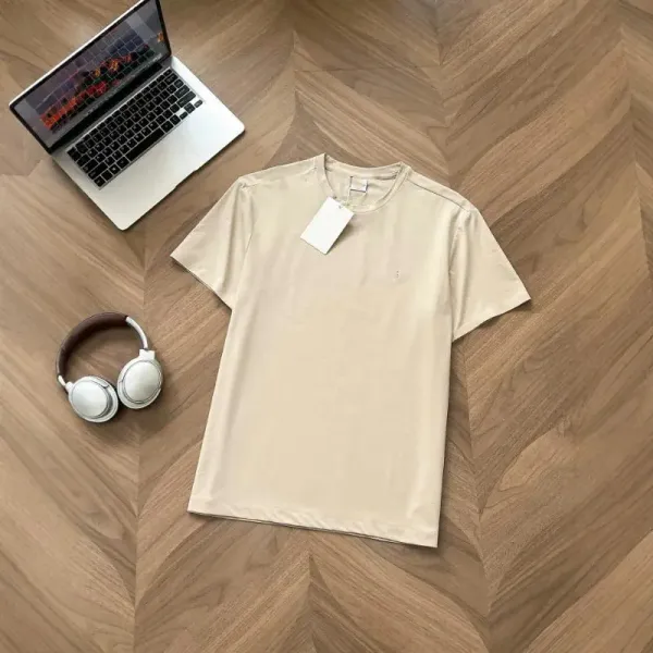 Design Minimalist Beige Crewneck T-Shirt - 1