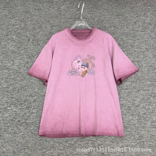 Design Cartoon Print Oversized T-Shirt Navy - 7