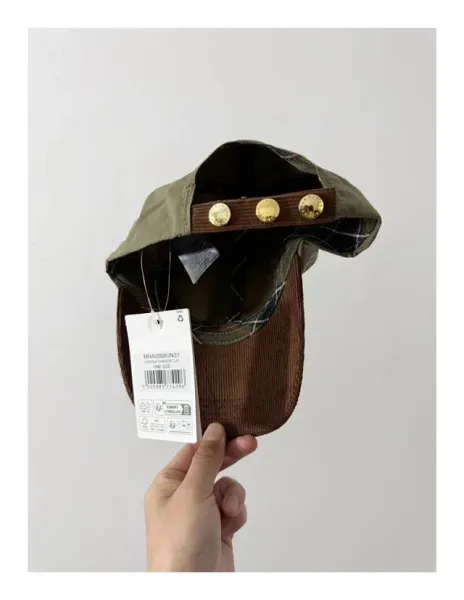 Burberry Barbour Corduroy Brim Baseball Cap Olive / Brown and Cream / Navy Hats - 33