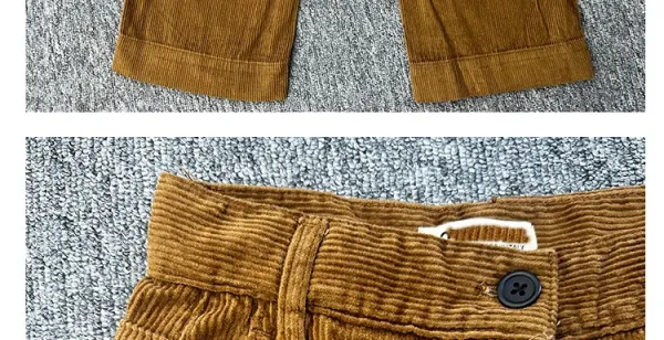 Design Corduroy Wide-Leg Trousers in Mustard Brown Pants - 11