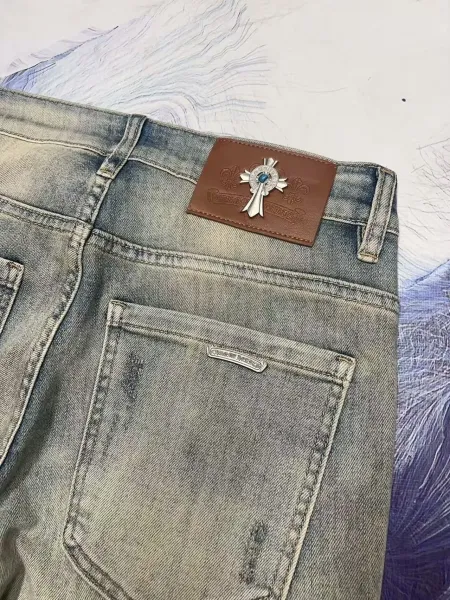 Chrome Hearts Distressed Washed Denim Jeans - 5
