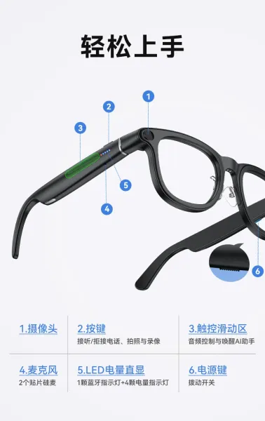 Design BYM AI Smart Glasses Black with Orange Charging Case Eyewear - 18