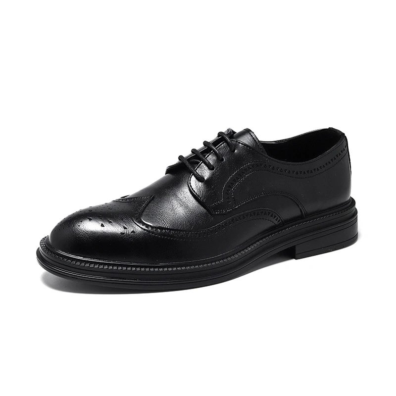 Classic Black Wingtip Brogue Leather Shoes Brogues