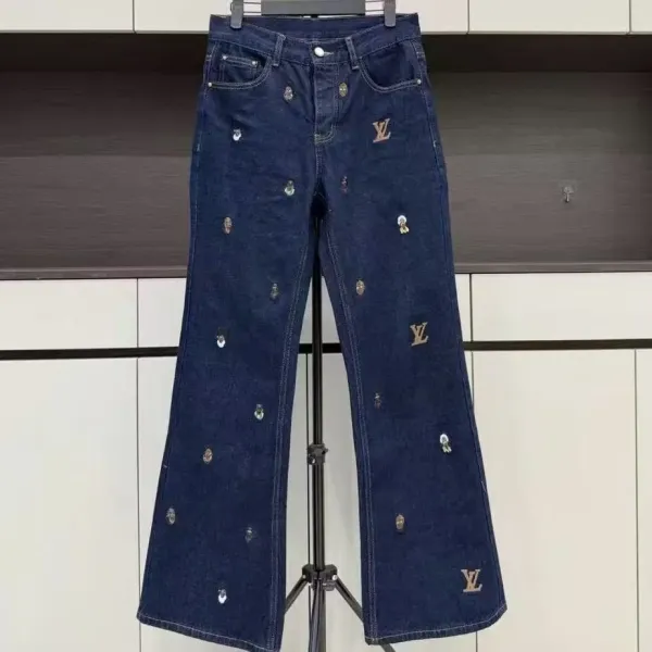 Louis Vuitton Embellished Flared Jeans Navy - 1