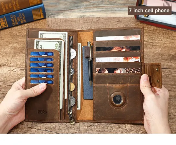 Design Vintage-Style Brown Leather Journal Cover Wallets - 12