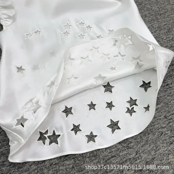 Design Star-Embellished Ruffle Sleeve Top White - 18