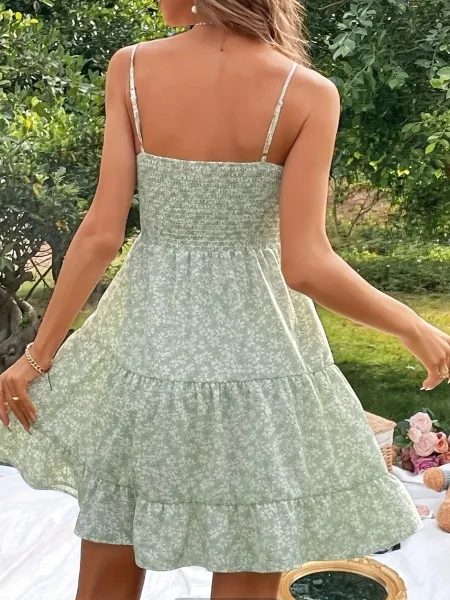 Design Floral Tiered Midi Dress in Mint Green - 8