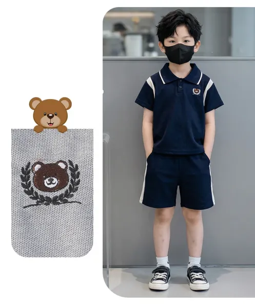 Design Navy Polo Shirt and Shorts Set with White Trim - 15