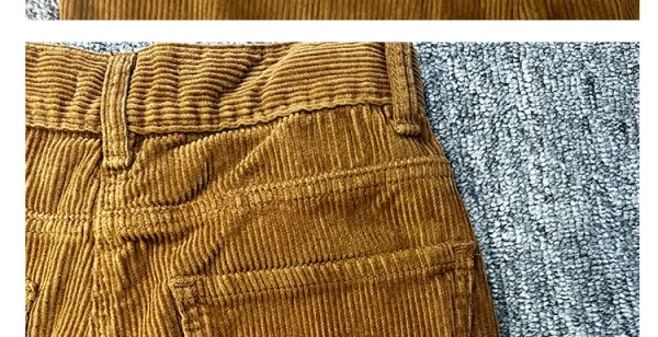 Design Corduroy Wide-Leg Trousers in Mustard Brown Pants - 22