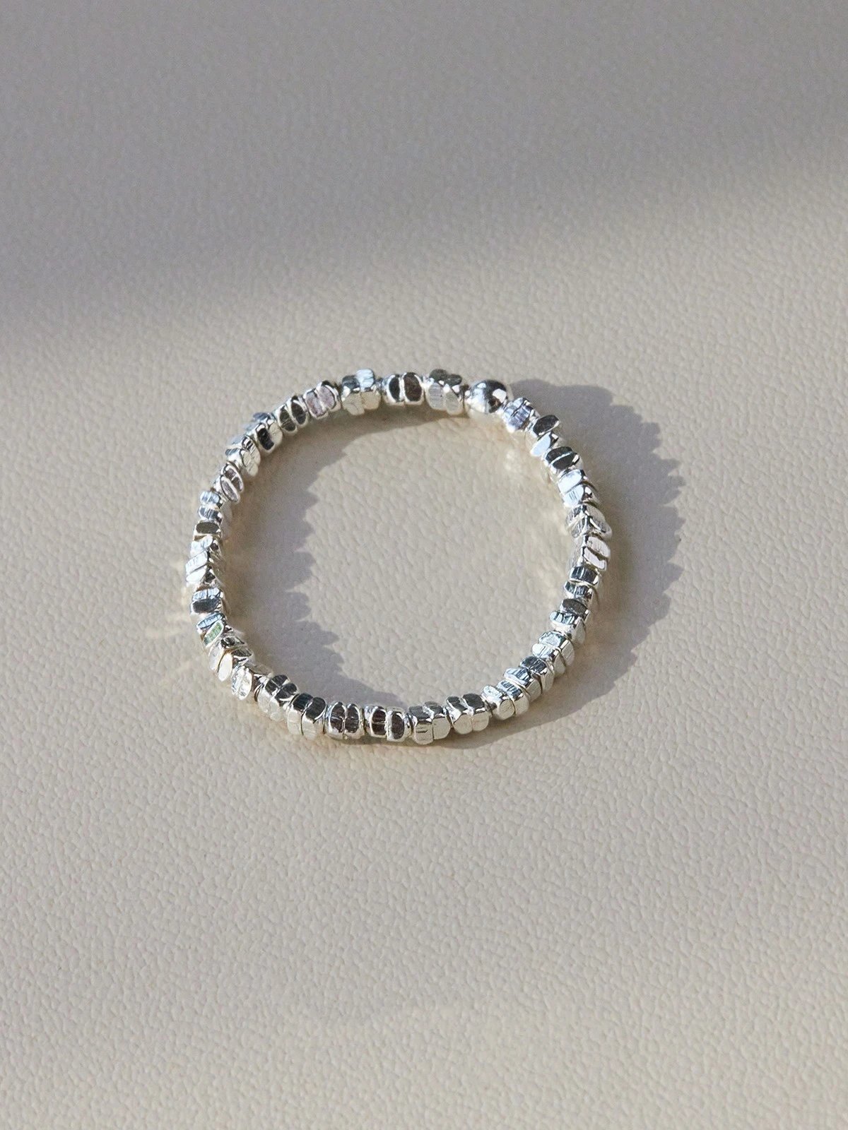 Design Pearl Bead Stack Ring Silver Jewelry - 7