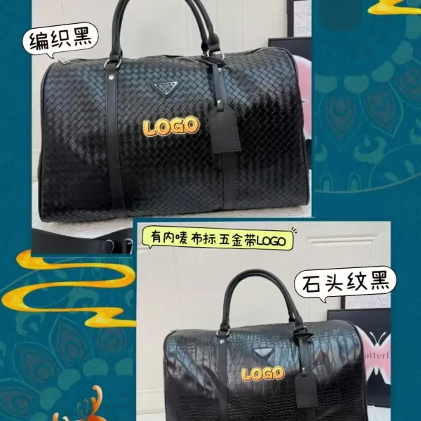 Prada Re-Nylon Crocodile-Embossed Duffle Bag Black - 8