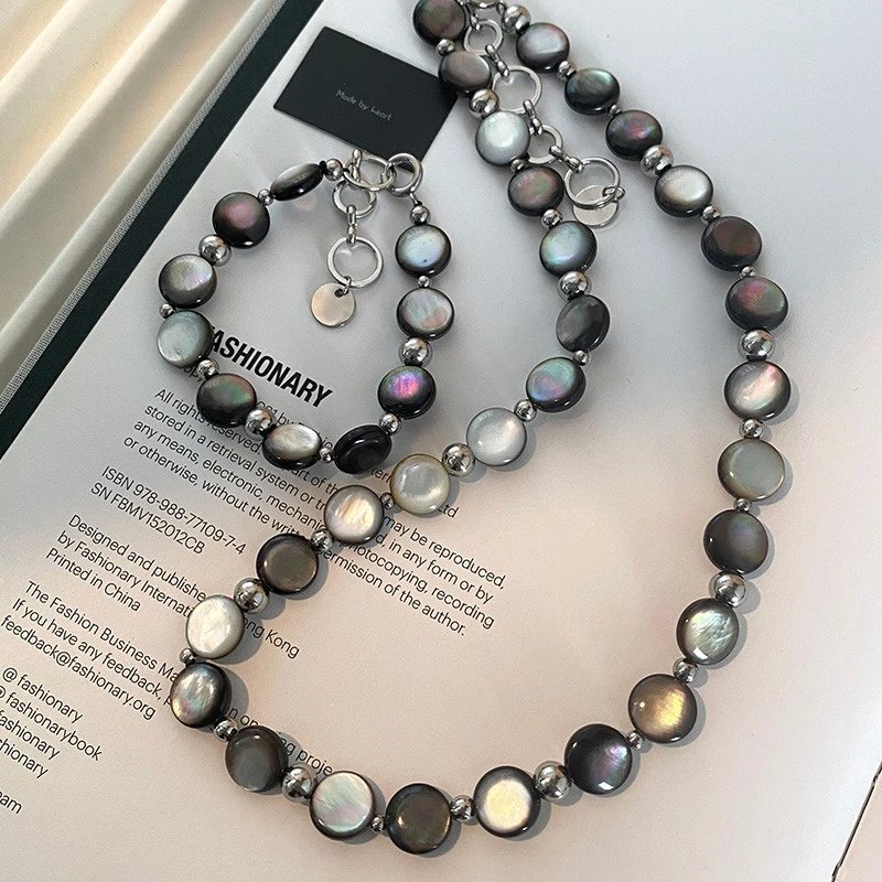 Handmade Baroque Pearl Necklace Bracelet Set Multicolor Iridescent Bohemian Jewelry
