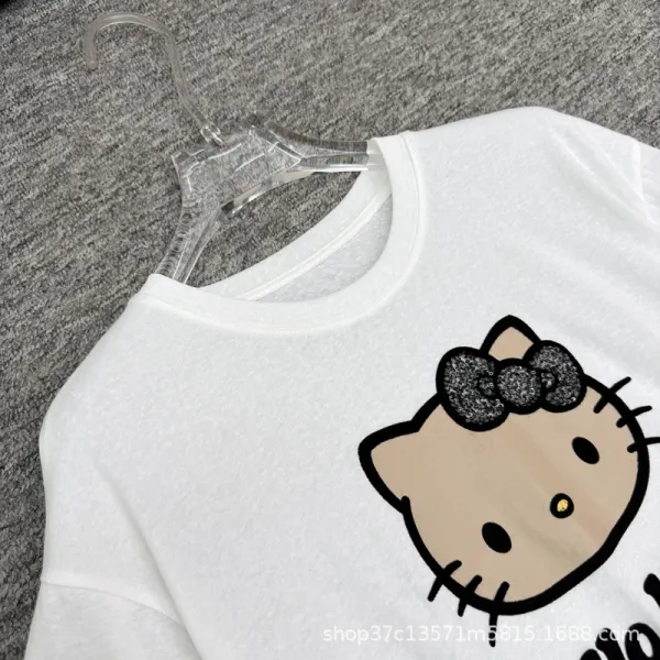 Hello Kitty Graphic Print White Oversized T-Shirt - 9