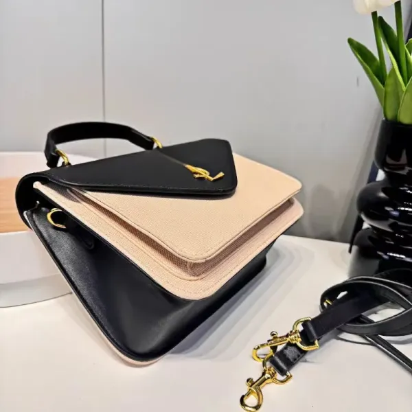 Design Two-Tone Envelope Flap Handbag Black Beige Handbags - 9