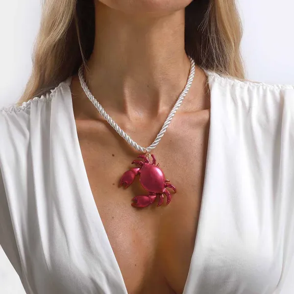Design Starfish Pendant Necklace with Red Resin Beads Jewelry - 13