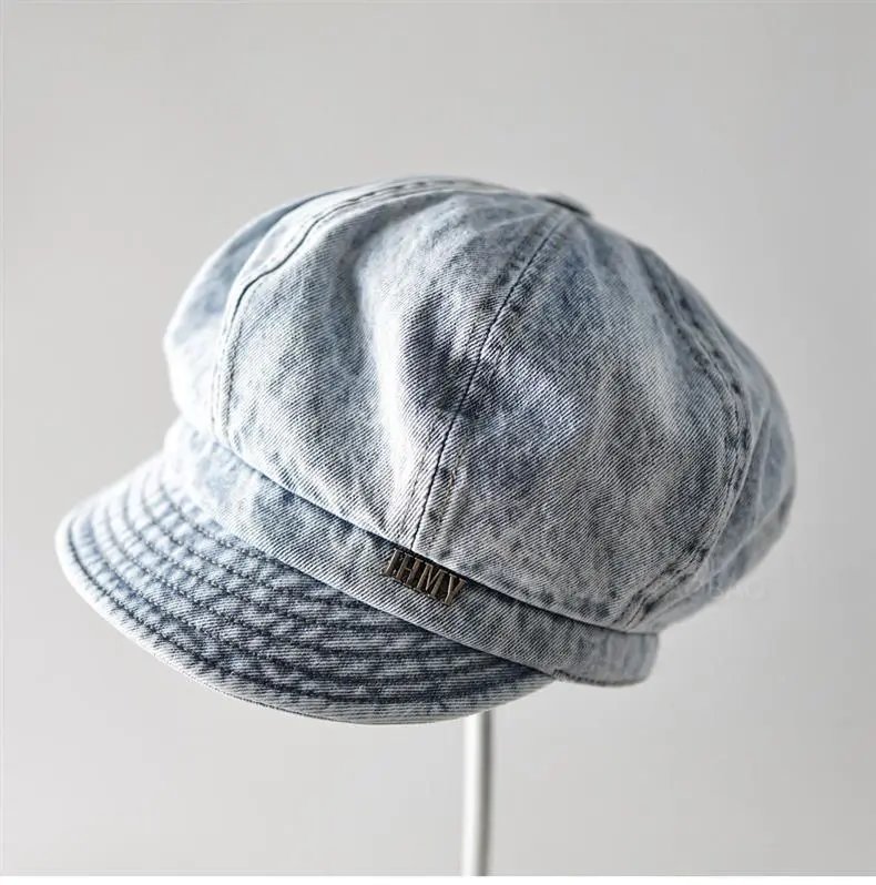 MMY Denim Newsboy Cap Light Wash Hats - 7