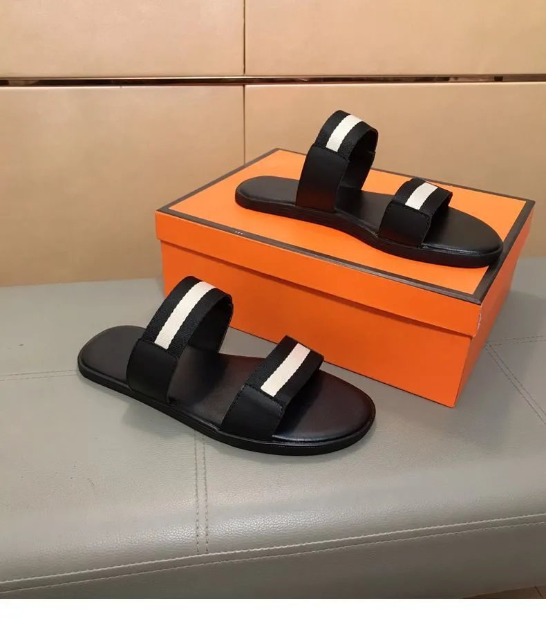Design Bally Striped Webbing Slide Sandals Black Red White Slippers - 6
