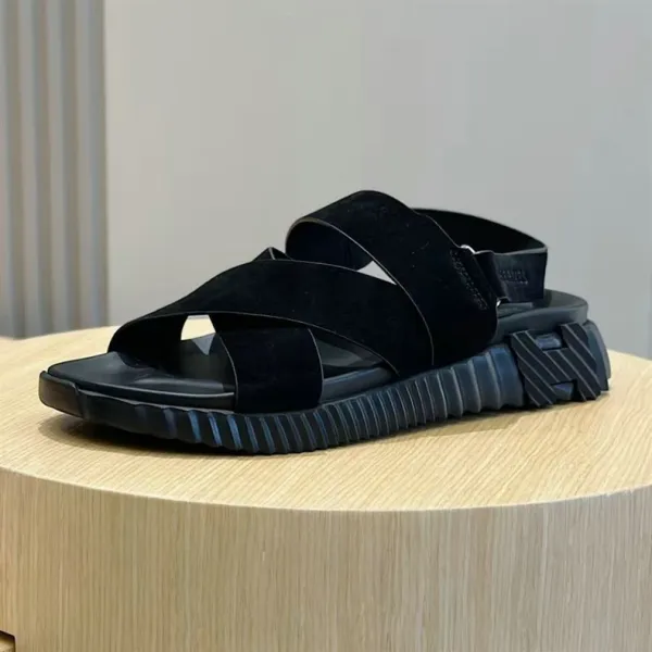 Hermès Oran Sandals Blue Suede with White Rubber Sole Sandals - 7