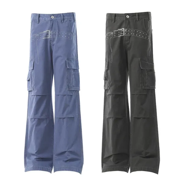 Design Cargo Pants Light Blue Wide-Leg - 5