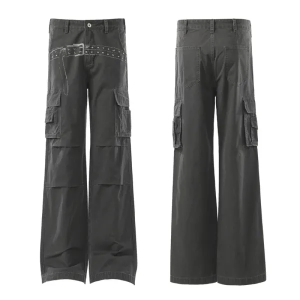 Design Cargo Pants Light Blue Wide-Leg - 7