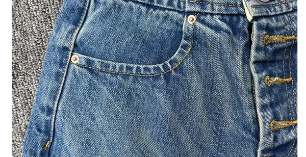 Design High-Waisted Distressed Button-Fly Jeans Blue - 12
