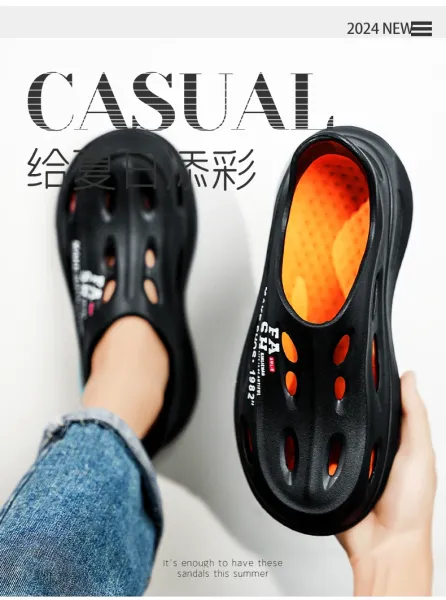 Design MAKE-SHOS 1982 6.0 Clog Black Teal Orange Casual Slippers Sandals - 2