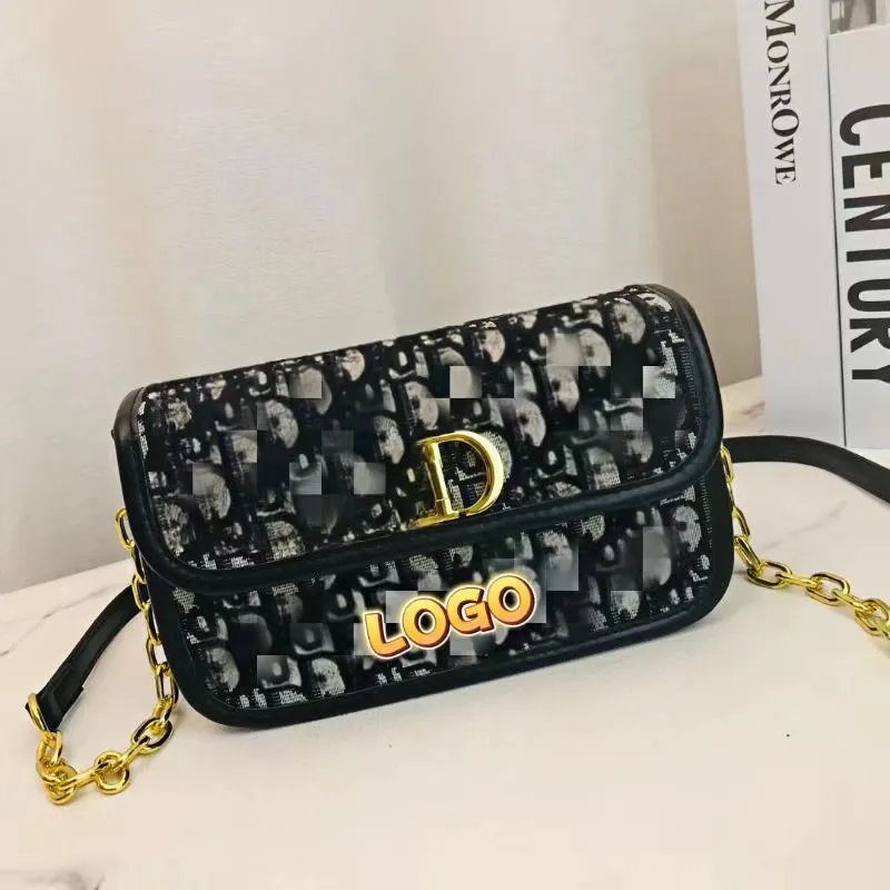 Dior Oblique Print Mini Chain Shoulder Bag Black
