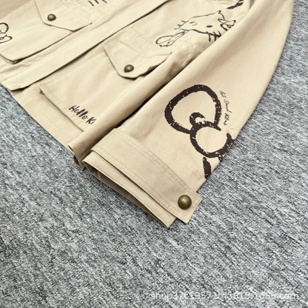 Hello Kitty Graphic Print Beige Workwear Jacket Outerwear - 6