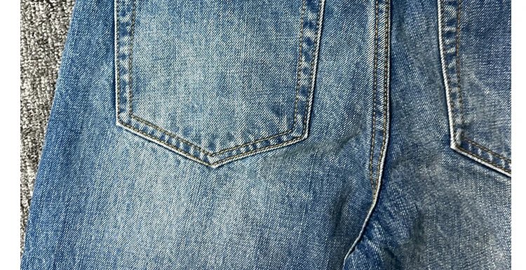Design High-Waisted Distressed Button-Fly Jeans Blue - 23