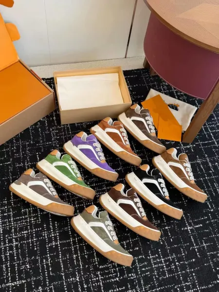 Design Low-Top Suede Sneakers Green White Gum Sole - 4
