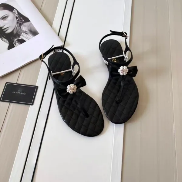 Chanel Quilted Bow Sandals White Sandals - 6