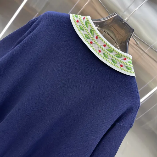 Design Embroidered Collar Polo Navy Polo Shirt - 11
