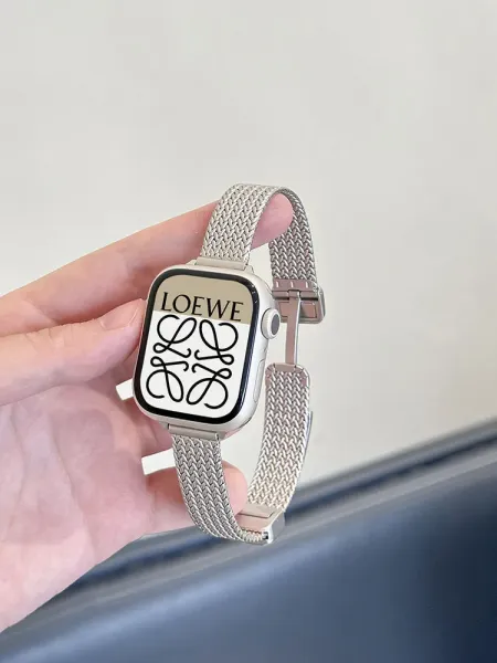 Loewe Anagram Smartwatch Band Silver Mesh Strap Watches - 6