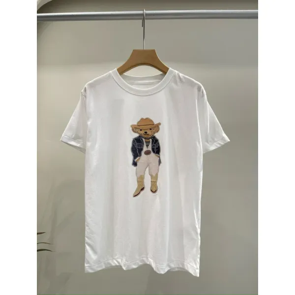 Polo Ralph Lauren Bear Embroidered White T-Shirt - 1