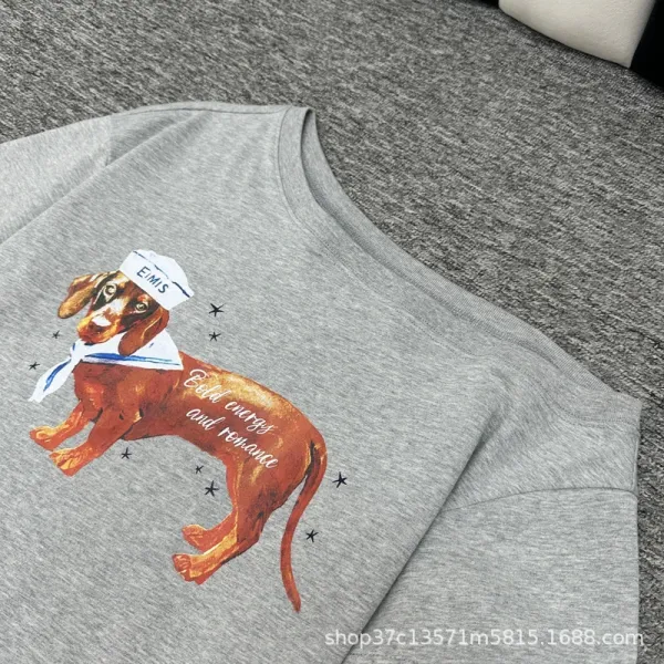 Design Dachshund Illustration Off-Shoulder White T-Shirt - 11