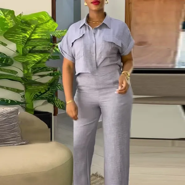 Design Two-Piece Shirt and Pants Set in Vibrant Blue - 9