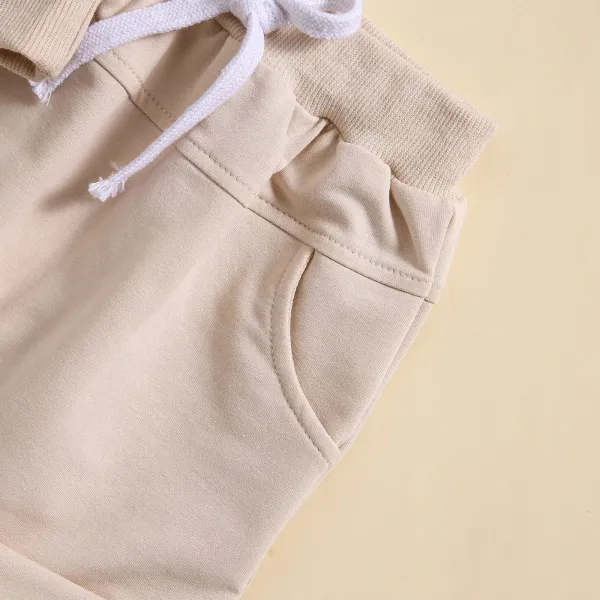 Design Beige Pocket Front Top and Drawstring Shorts Set - 40