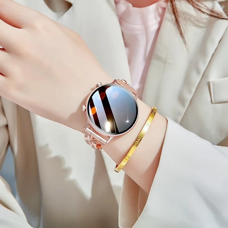 rose gold smartwatch with four-leaf clover embellished strap in gift box — SB001359 listing image