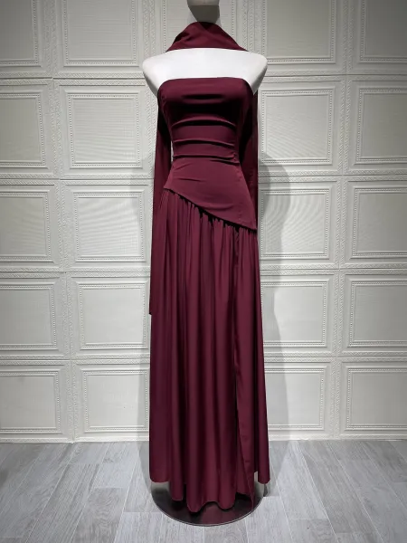 Design Olive Green Asymmetrical Halter Gown Dress.formal Dress - 8