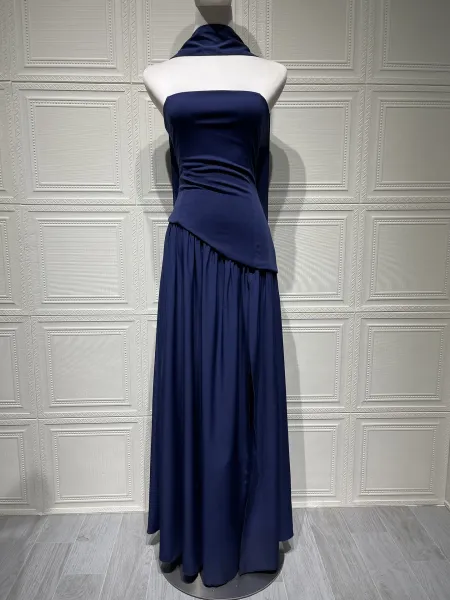 Design Olive Green Asymmetrical Halter Gown Dress.formal Dress - 10